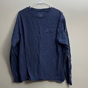 Champion Navy Long Sleeve Men's Tee